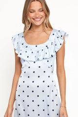 Manaris Off Shoulder Maxi Dress - Blue Polka Dot