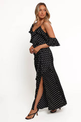 Adelina Maxi Dress - Black Polka Dot