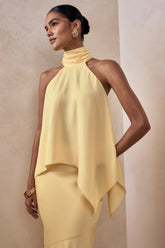 Sancelle | Lemon Satin Halter-Neck Top