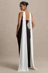 Kelilah | Black And White Bandeau Maxi Dress With Scarf Detail