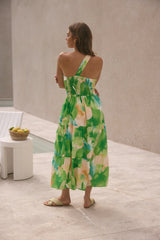 Pure Satisfaction One Shoulder Maxi Dress Green