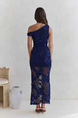 Scenic Dreams Mesh Off Shoulder Maxi Dress Navy