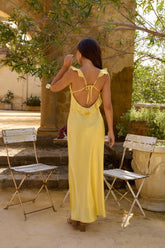Belinda Satin Maxi Dress Yellow