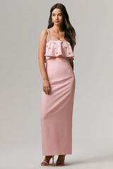 Scarlet | Pale Pink Square-Neck Embellished Maxi Dress