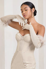 Spicy Signs | Champagne Long-Sleeved Feather Gloves