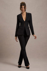 Wonder Woman | Black High Waist Tailored Trousers With Hem Split