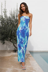 Moonlight Bloom Midi Dress Blue
