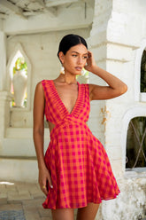 Sunset Picnic Mini Dress Pink