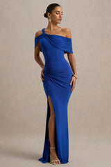 Nala | Blue Asymmetric Maxi Dress With Split