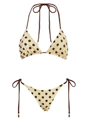 Nevaeh Reversible Triangle Bikini Top Yellow Polka Dot