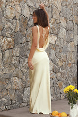 Dear Me Satin Maxi Dress Yellow
