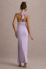 Sunflower | Lilac Ruched High-Neck Split Maxi Dress