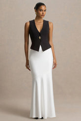 Lilah | Cream Satin Maxi Skirt