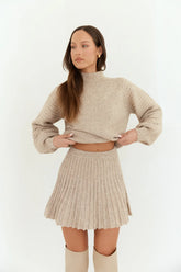 Seasonal Style Knit Mini Skirt Camel