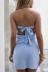 Soften Up Linen Mini Dress Blue