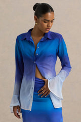 Tahiti | Blue Ombre Flared-Sleeve Shirt