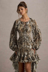 Namir | Snake Print High-Low Chiffon Maxi Dress
