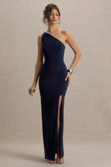 Dressing Up | Navy One Shoulder Maxi Dress With Open Back Detail
