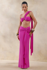 Azura | Hot Pink Wrap Maxi Skirt With Sash