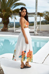 Garden Bed Maxi Skirt White