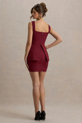 Maci | Berry Tailored Square-Neck Mini Dress
