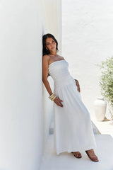 Blossom Bay Strapless Maxi Dress White