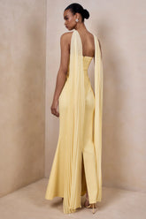 Avery | Lemon Bandeau Maxi Dress With Embellished Scarf