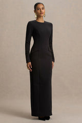 Vaila | Black Crew-Neck Maxi Dress