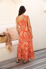 Sweet Melody One Shoulder Maxi Dress Orange