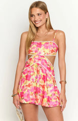 Josie Yellow Floral Pop Mini Dress