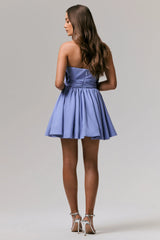 Distinguished | Powder Blue Asymmetric Ruffled Mini Dress