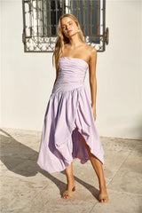 See You Tonight Bubble Hem Midi Dress Lilac