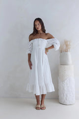 Loved By The Moon Midi Dress White