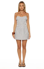 Calvin Blue Stripe Strapless Mini Dress