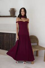 Sparkle Somewhere New Maxi Dress Wine
