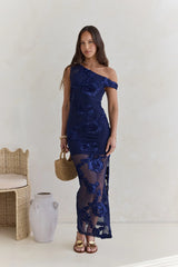 Scenic Dreams Mesh Off Shoulder Maxi Dress Navy