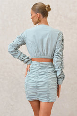 Break Of Day | Sage Ruched Mini Skirt
