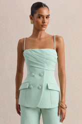 Lunivra | Sage Square-Neck Tailored Top