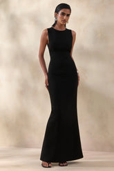 Astrelle | Black High-Neck Maxi Dress