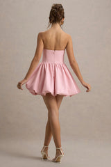 Georgie | Pink Sweetheart Puffball Mini Dress