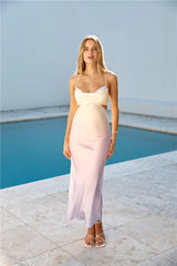 Sunrise Lookout Satin Maxi Dress Yellow