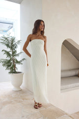 Goddess Blessings Strapless Maxi Dress Cream