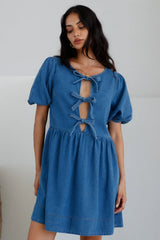 In Lieu Mini Dress Blue