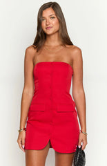 Dianna Red Strapless Mini Dress