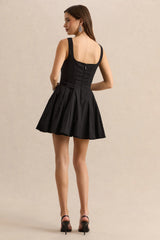 Brioria | Black Square-Neck Skater Mini Dress