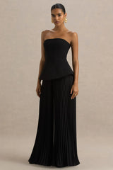 Feeling Good | Black Bandeau Jumpsuit With Pleated Trouser