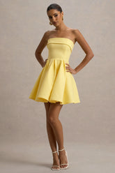 Bruna | Lemon Bandeau Skater Mini Dress