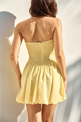 Intimate Evenings Bubble Hem Mini Dress Yellow