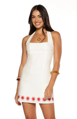 Haven White and Red Sun Halter Mini Dress