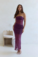 For The Lovers Lace Strapless Maxi Dress Plum